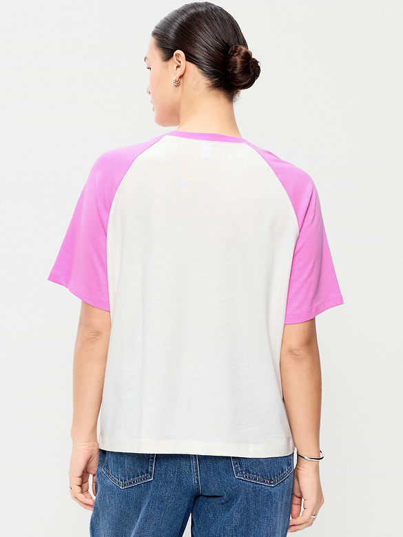 T-shirt ras du cou rétro à manches raglan