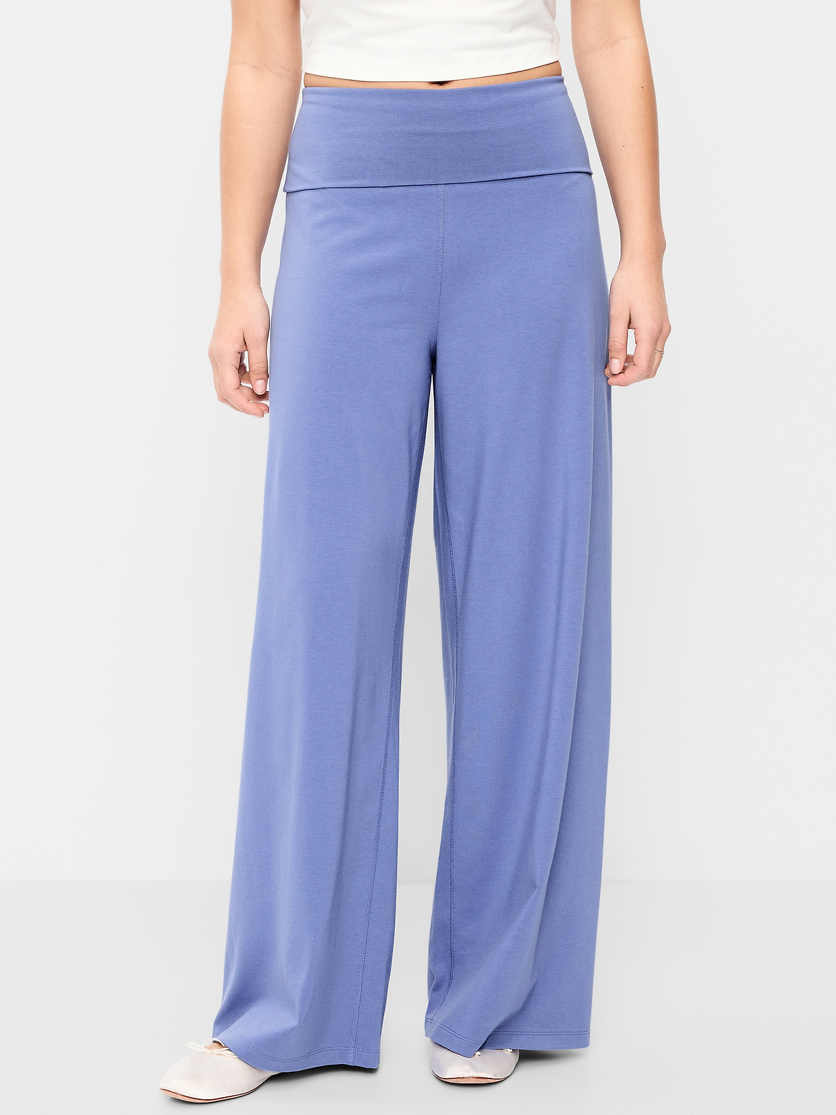 High-Waisted PowerChill Fold-Over Wide-Leg Pants | Old Navy