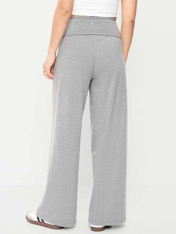 High-Waisted PowerChill Fold-Over Wide-Leg Pants