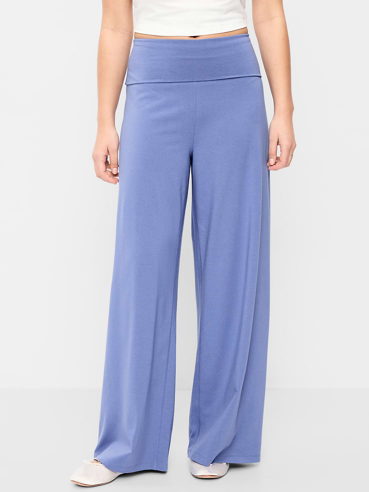 Image number 3 showing, High-Waisted PowerChill Fold-Over Wide-Leg Pants