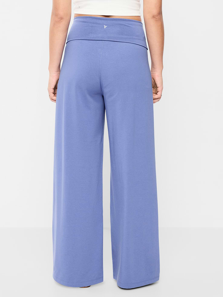 Image number 4 showing, High-Waisted PowerChill Fold-Over Wide-Leg Pants