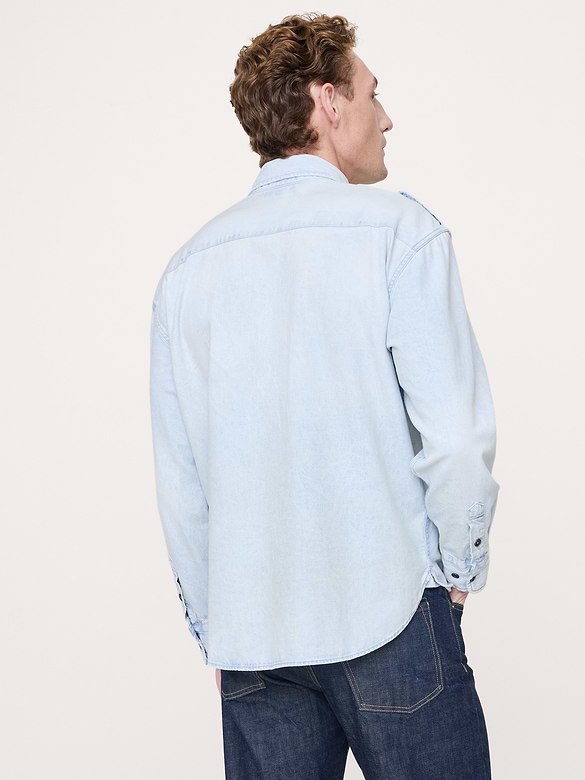 Relaxed-Fit Washed Denim Utility Shirt
