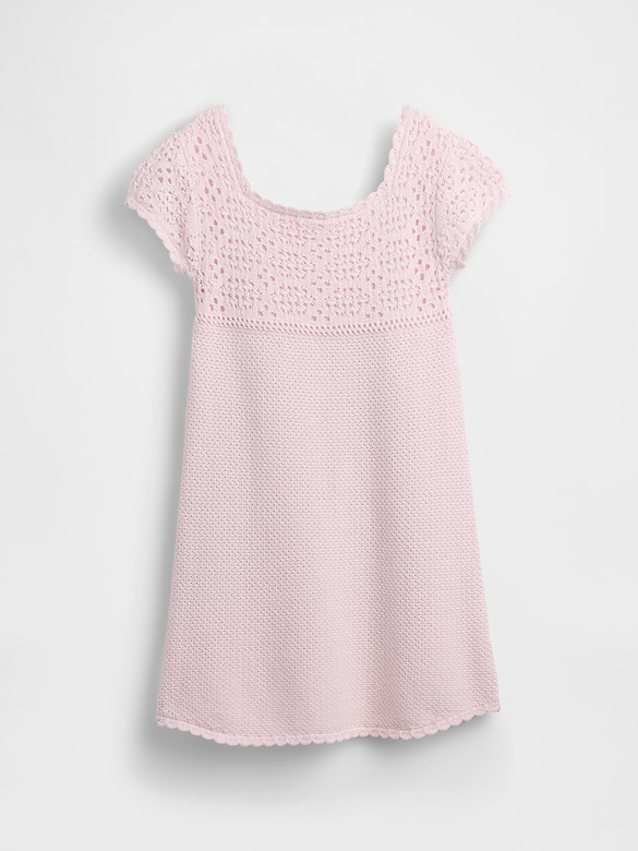 Kids 100% Cotton Crochet Sweater Dress