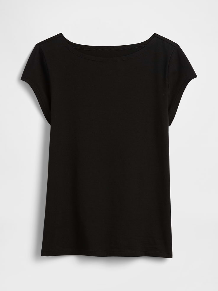 Image 5 of 5, Stretch Jersey Boatneck T-Shirt