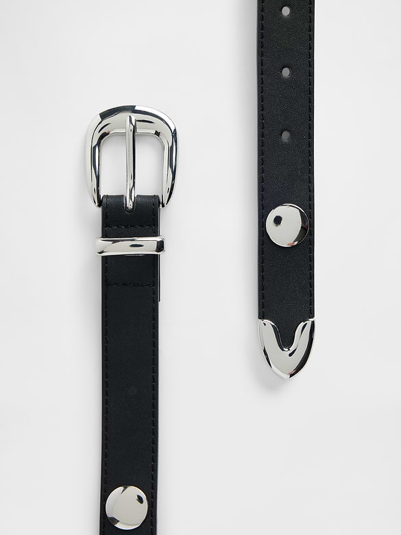 Vegan-Leather Studded Western Belt