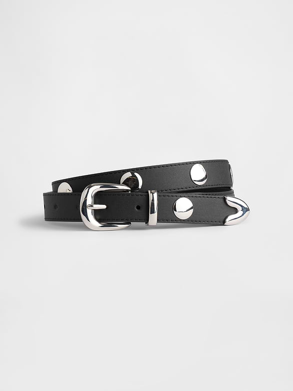 Vegan-Leather Studded Western Belt