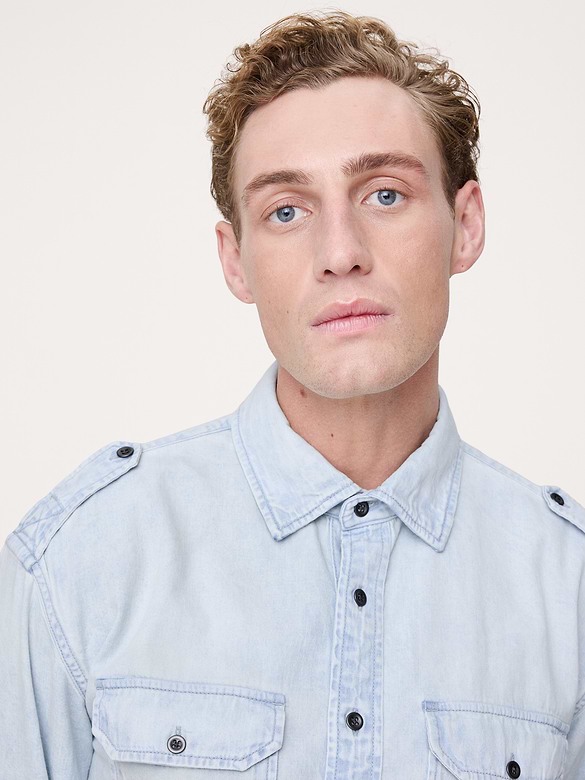 Relaxed-Fit Washed Denim Utility Shirt