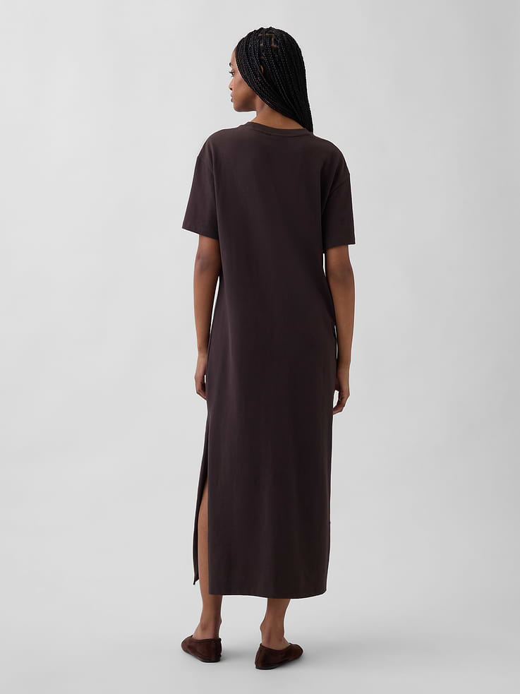 L'image numéro 2 présente Robe t-shirt longue surdimensionnée en tissu épais