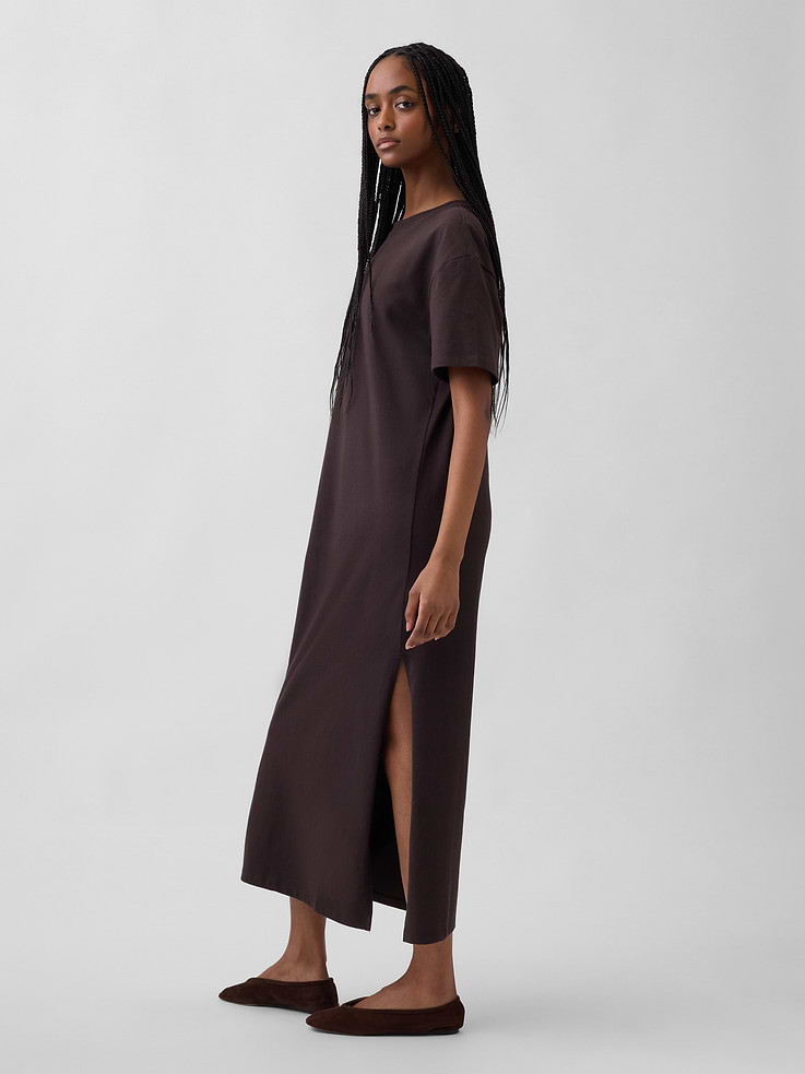 L'image numéro 3 présente Robe t-shirt longue surdimensionnée en tissu épais