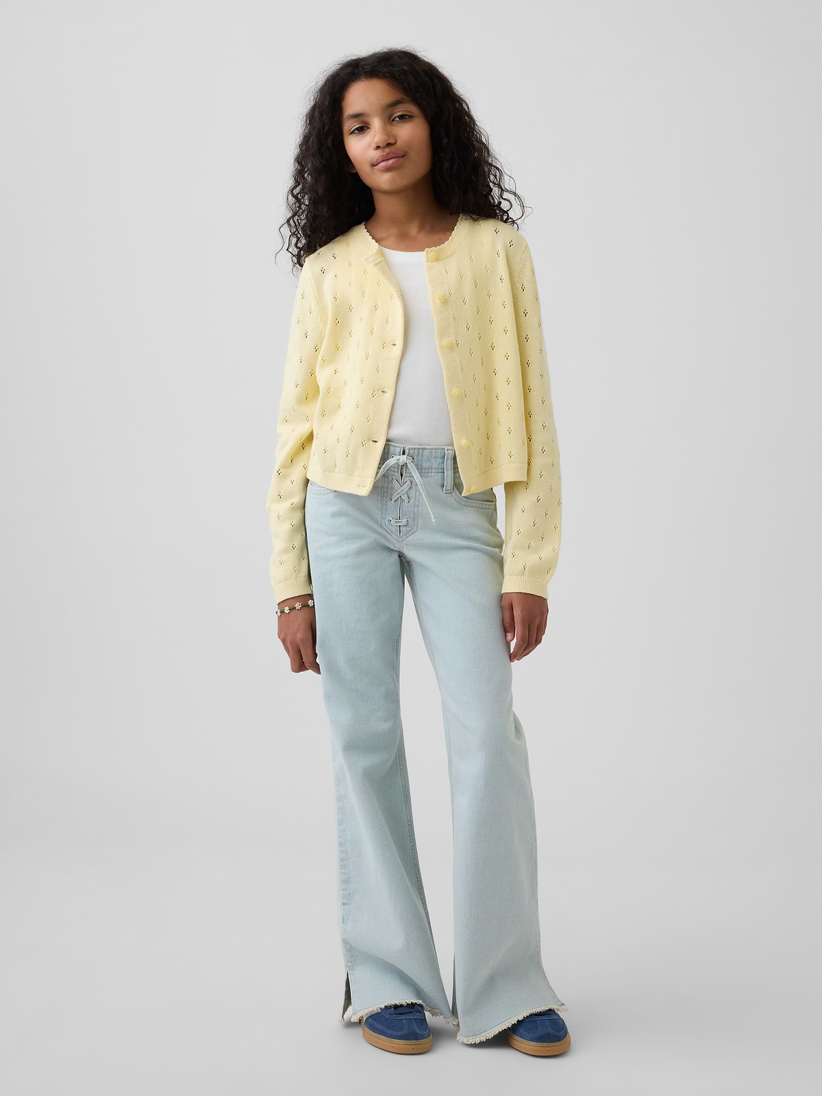 Kids Low Rise Lace-Up Relaxed Flare Jeans