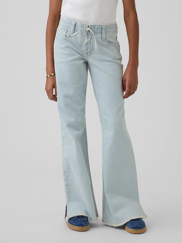 Kids Low Rise Lace-Up Relaxed Flare Jeans