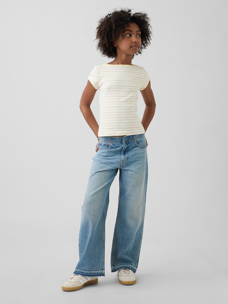Image number 1 showing, Kids Low Rise Stride Wide-Leg Jeans