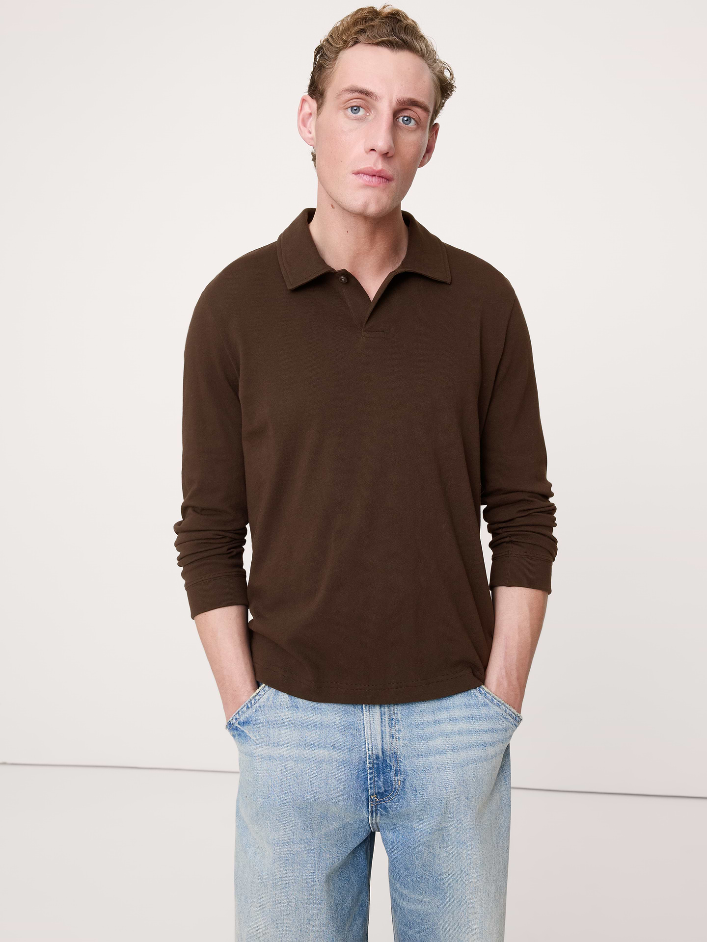 Image number 1 showing, Cotton Jersey Long-Sleeve Polo