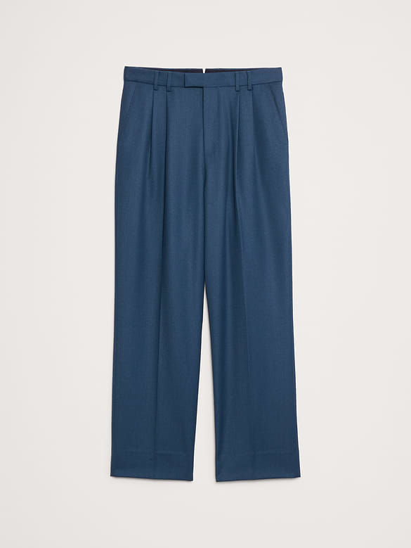 Pantalon habillé droit en sergé plissé