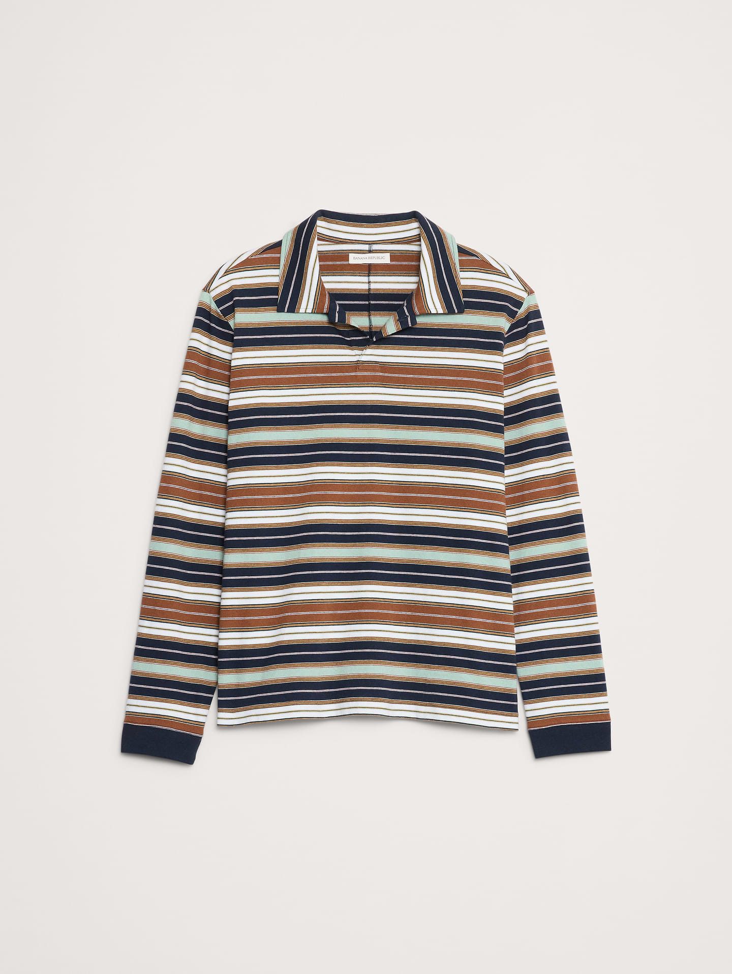 Image number 4 showing, Relaxed Stripe Cotton Johnny-Collar Polo
