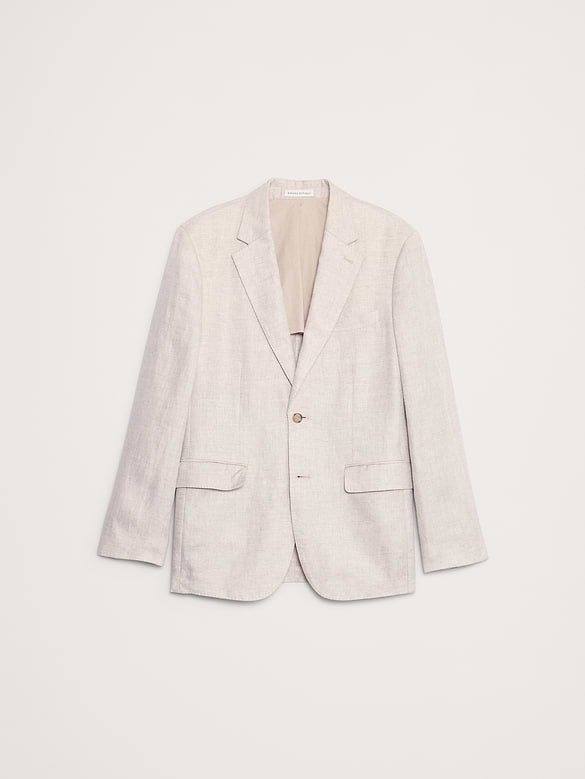 Tailored Slim-Fit Herringbone Linen Suit Jacket