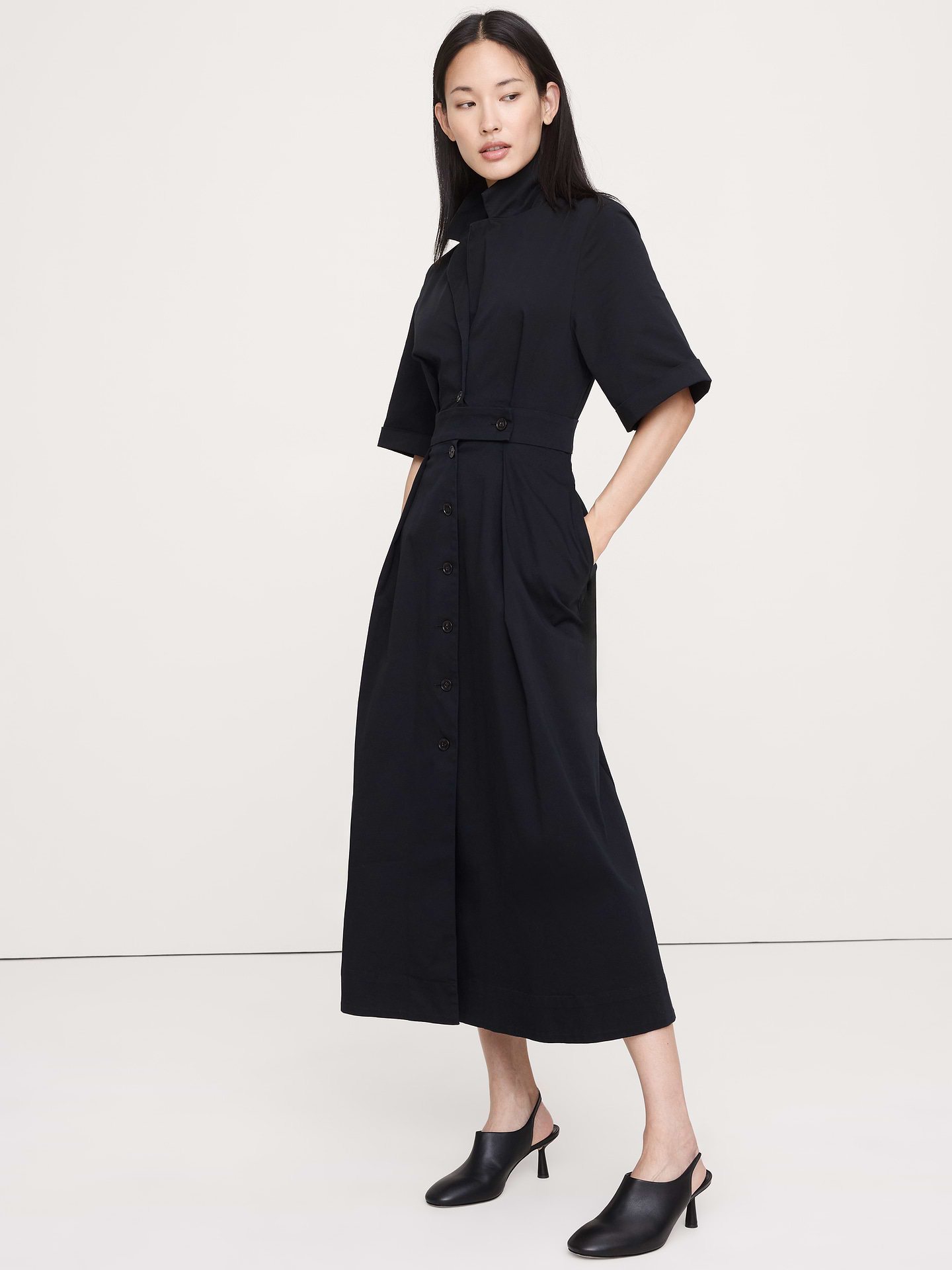 Image number 1 showing, Stretch-Poplin Shirtdress