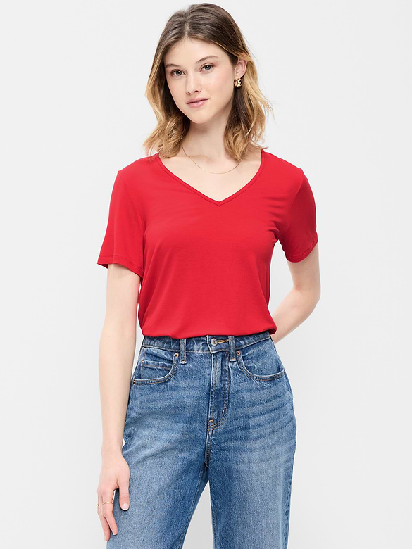 T-shirt luxueux à col en V