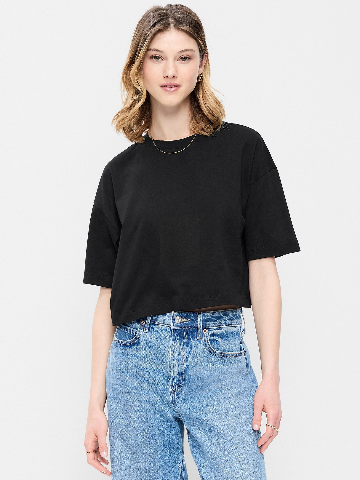 Vintage Crew-Neck Oversized Crop T-Shirt | Old Navy