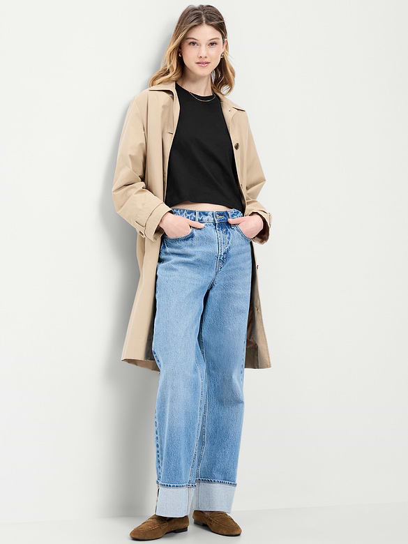 Vintage Crew-Neck Oversized Crop T-Shirt