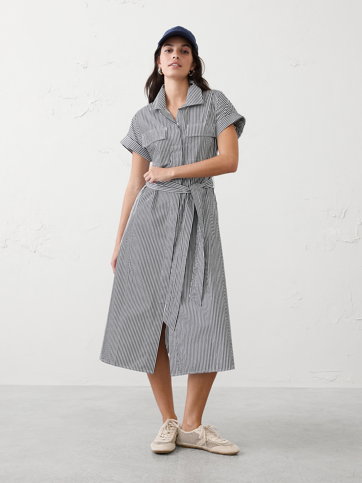 Poplin Utility Midi Shirtdress | Banana Republic Factory