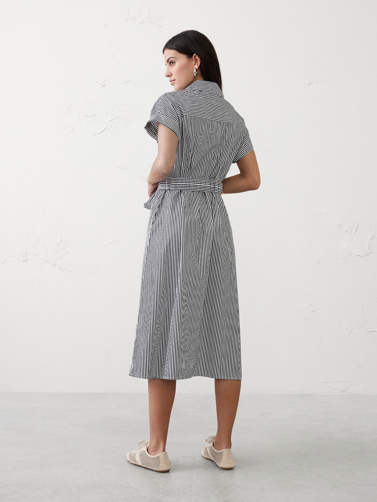 Poplin Utility Midi Shirtdress | Banana Republic Factory