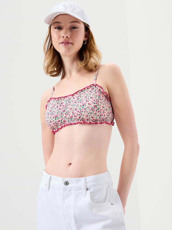 Scoop-Neck Ruffle Swim Top