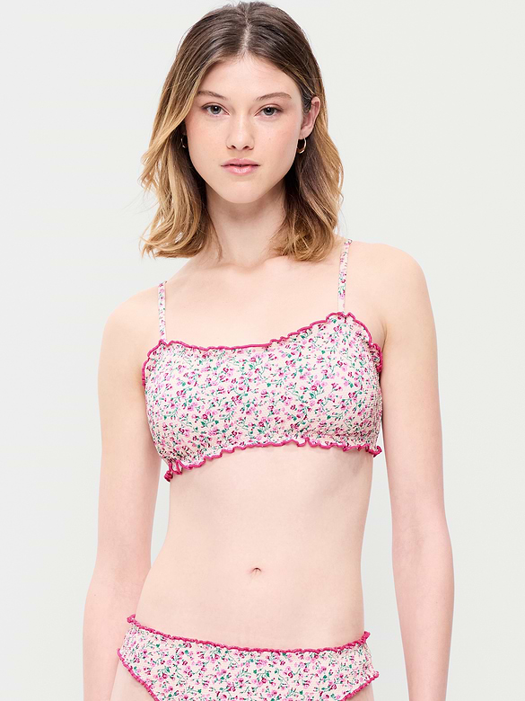 Scoop-Neck Ruffle Swim Top