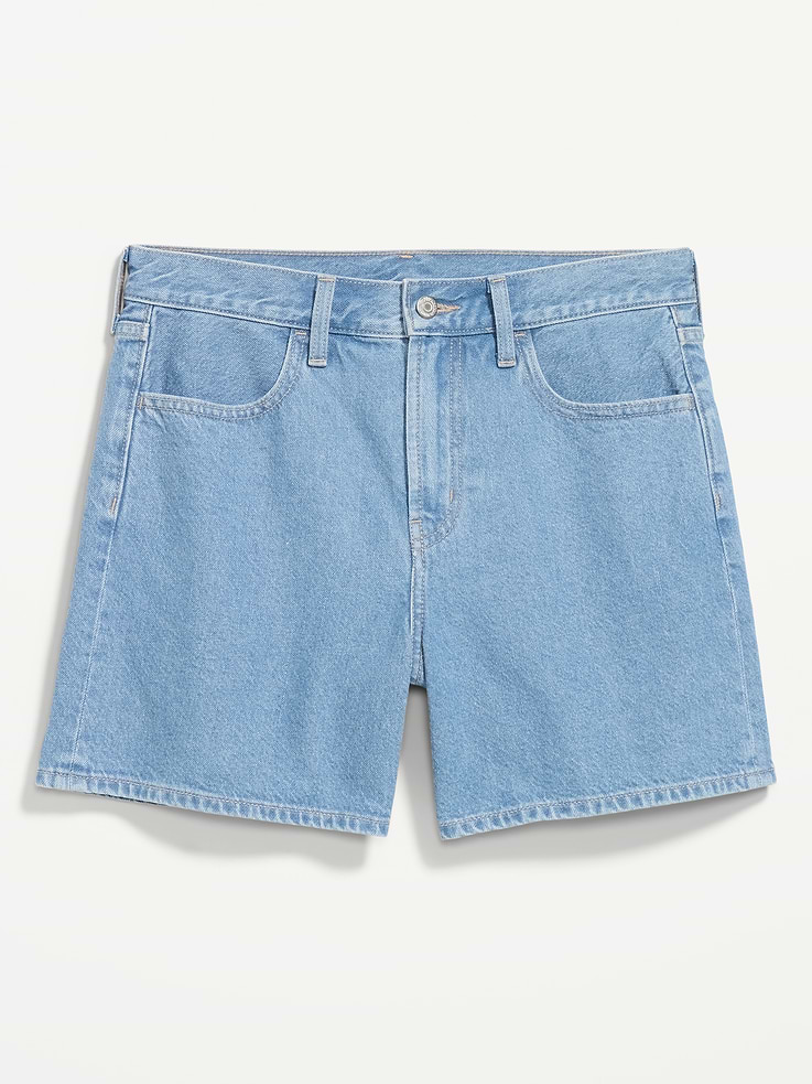 Image number 4 showing, High-Waisted Wow Baggy Jean Shorts -- 5-inch inseam