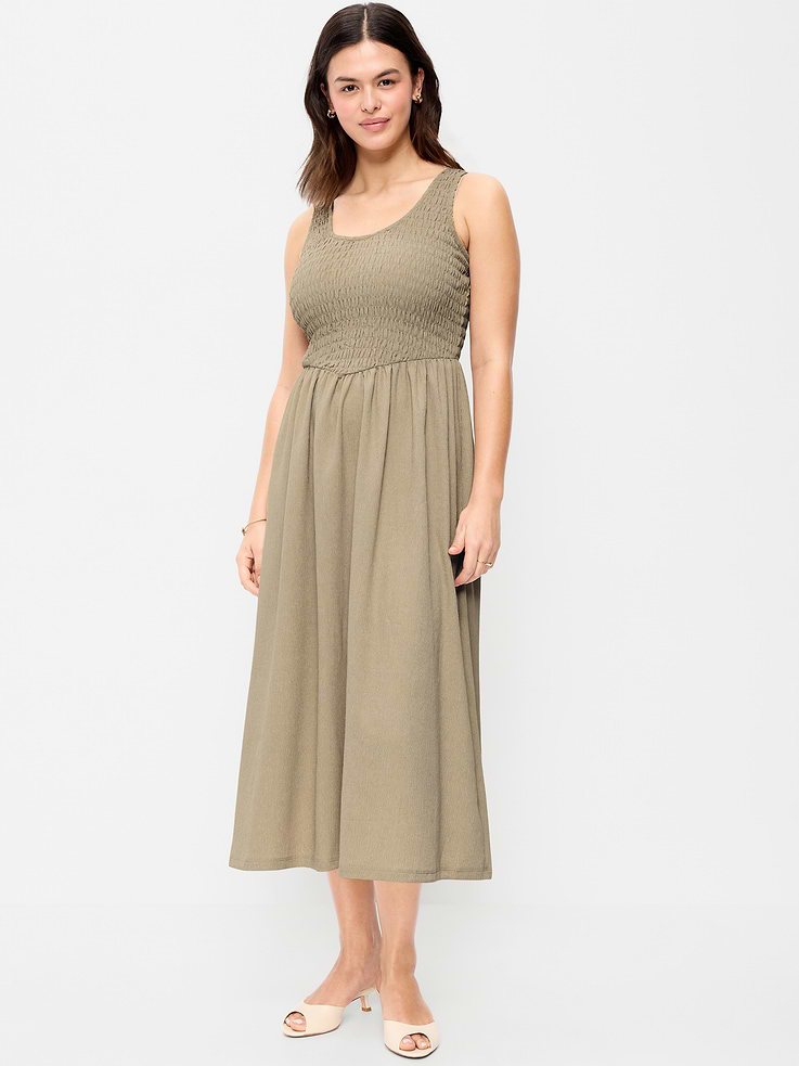 Image number 7 showing, Fit & Flare Lightweight Smocked-Bodice Midi Dress