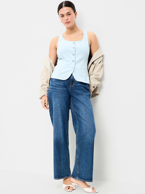 Sleeveless Button-Down Top