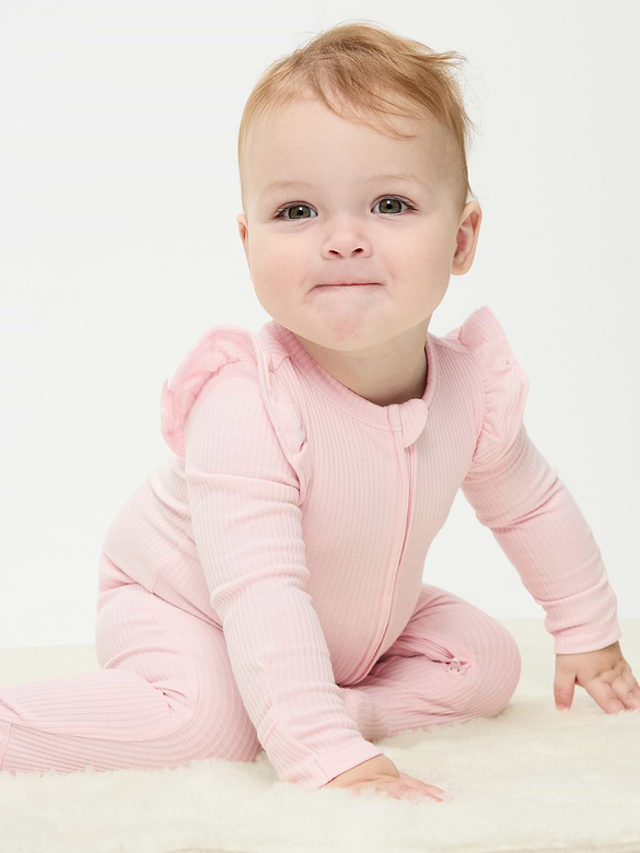 Ribbed 2-Way-Zip Sleep & Play Footed One-Piece for Baby