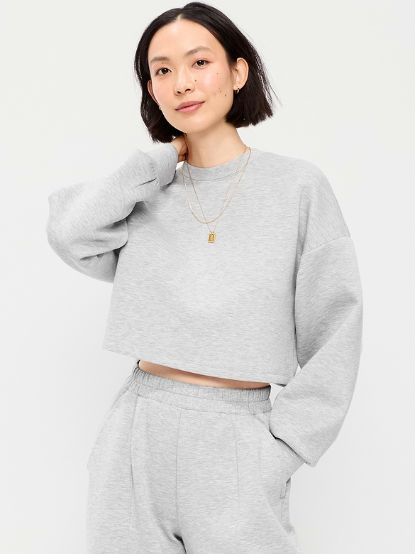 Bounce Fleece Crew-Neck Cropped Sweatshirt