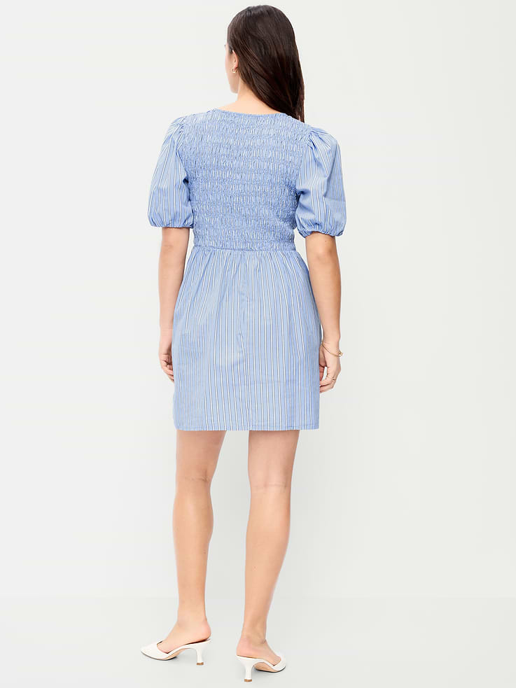 Image number 7 showing, Smocked Puff-Sleeve Flare Mini Dress