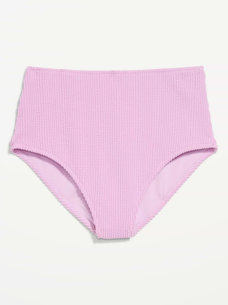 L'image numéro 4 présente Culotte de bikini côtelée à taille haute