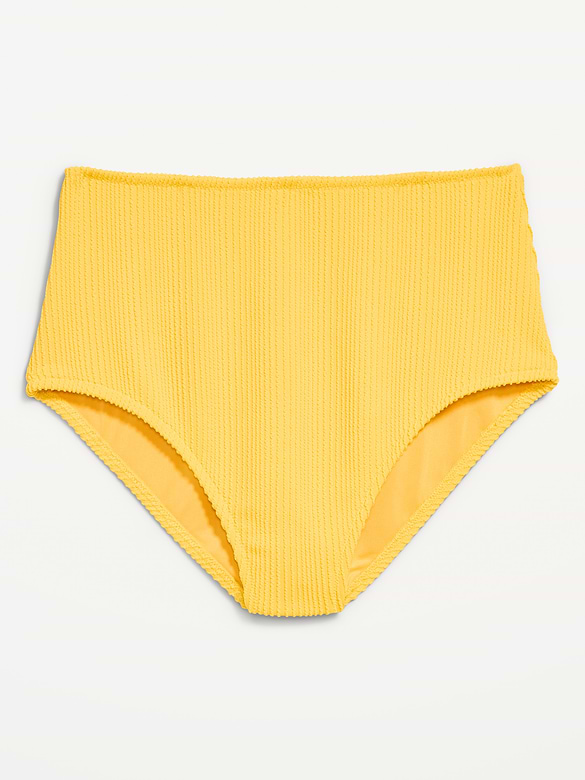 High-Waisted Ribbed Bikini Swim Bottoms