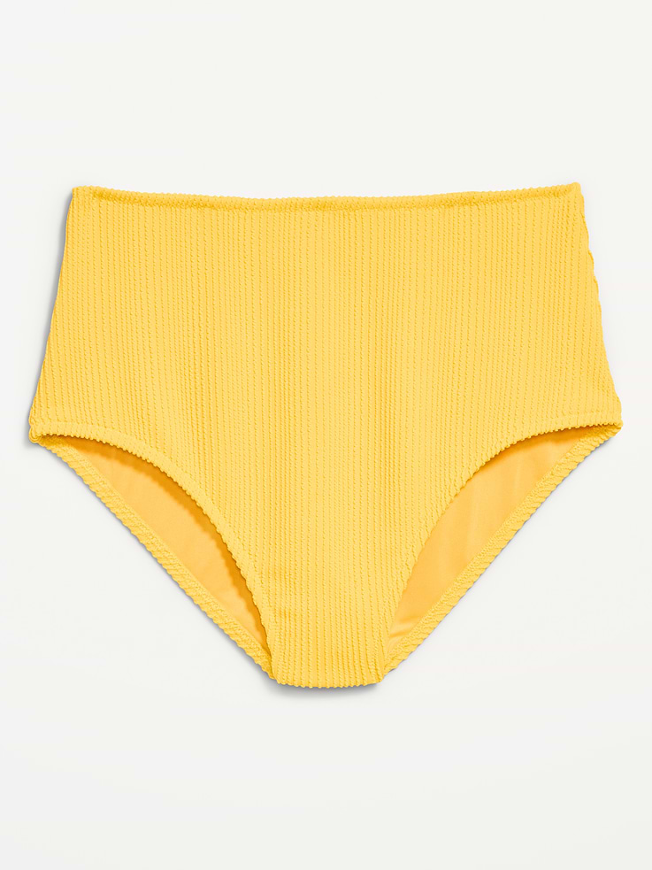 L'image numéro 4 présente Culotte de bikini côtelée à taille haute