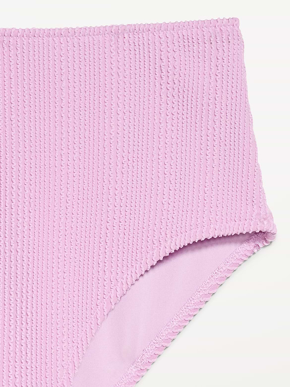 High-Waisted Ribbed Bikini Swim Bottoms