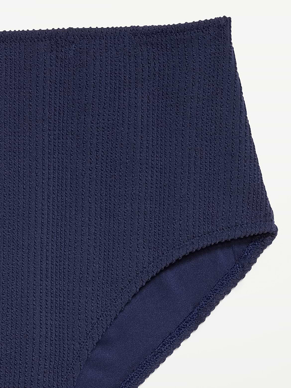 High-Waisted Ribbed Bikini Swim Bottoms
