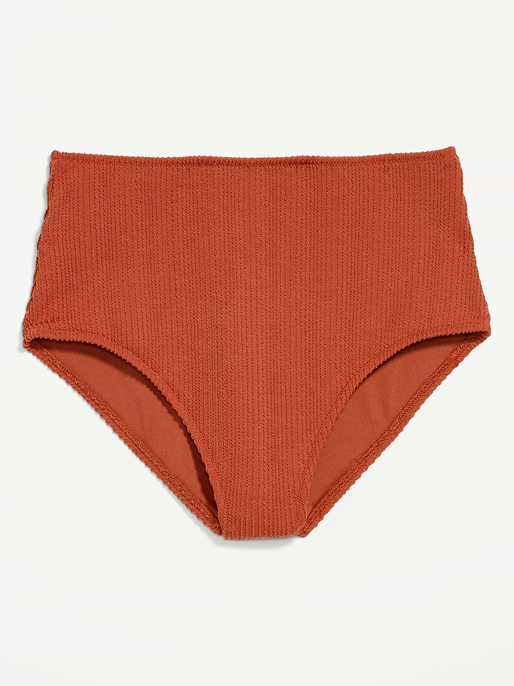 L'image numéro 4 présente Culotte de bikini côtelée à taille haute