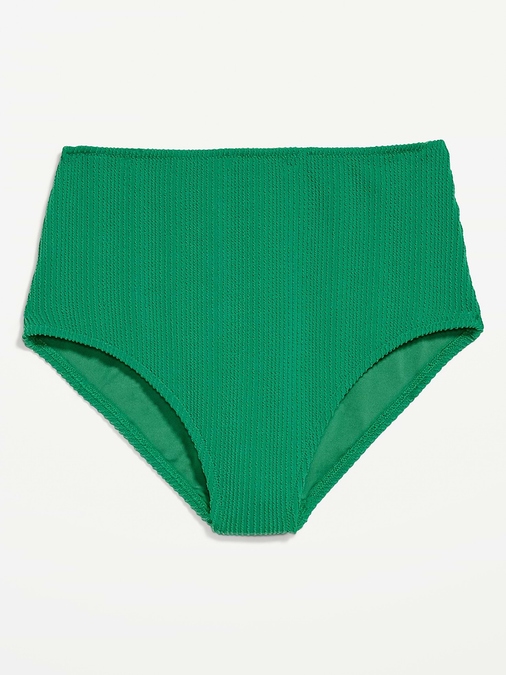 L'image numéro 4 présente Culotte de bikini côtelée à taille haute