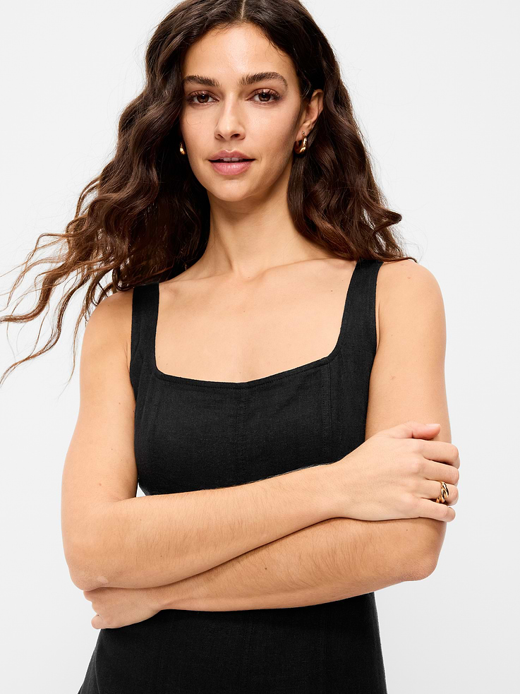 Image number 6 showing, Fit & Flare Sleeveless Linen-Blend Midi Dress