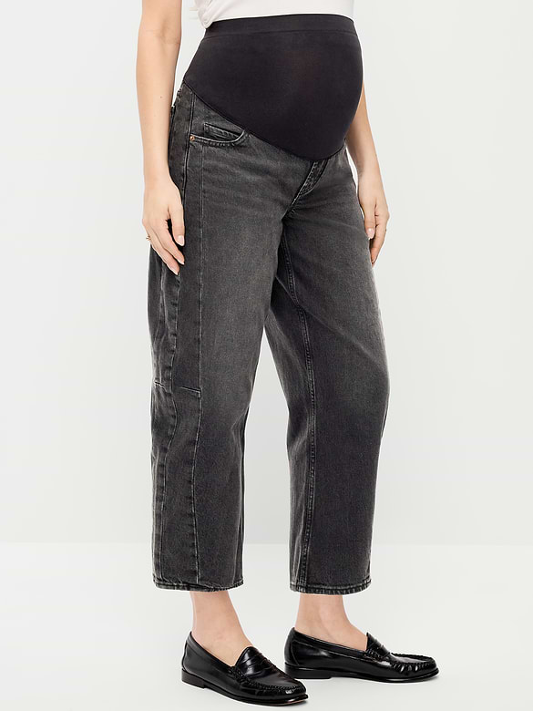 Maternity Full-Panel Barrel Ankle Jeans