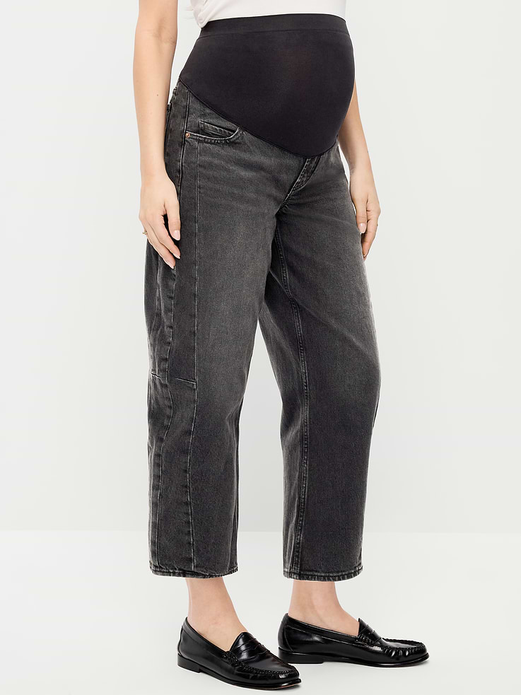 Image number 2 showing, Maternity Full-Panel Barrel Ankle Jeans