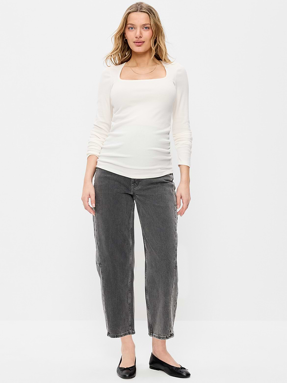 Maternity Full-Panel Barrel Ankle Jeans