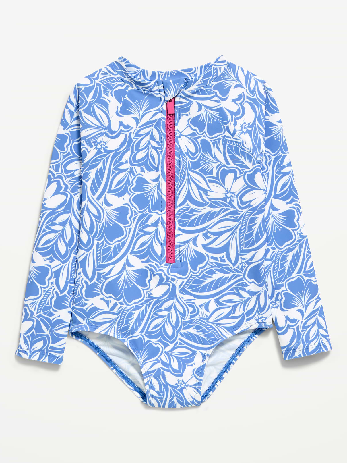 Image number 1 showing, Printed Zip-Front Rashguard One-Piece Swimsuit for Toddler Girls
