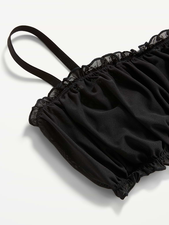 Ruffle-Edge Mesh Bralette