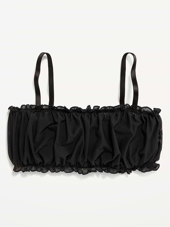 Ruffle-Edge Mesh Bralette