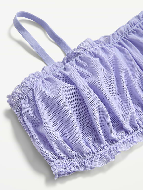 Ruffle-Edge Mesh Bralette