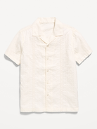 Image number 2 showing, Short-Sleeve Embroidered Eyelet Shirt for Boys